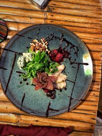 High angle view of food on table
