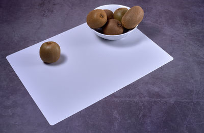 High angle view of bread in plate on table