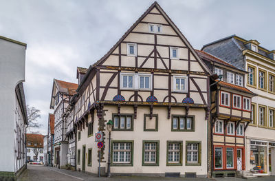 Low angle view of buildings against sky