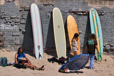 People relaxing outdoors