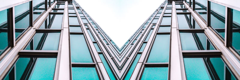 Low angle view of modern building against clear sky