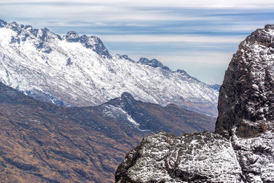 Idyllic shot of cordillera real against cloudy sky