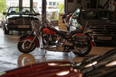 Close-up of bicycle parked on table