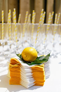 Close-up of fruits on table