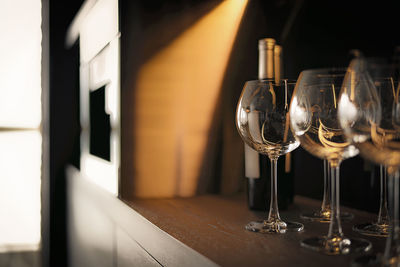 Close-up of wine in glass on table