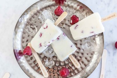 High angle view of ice cream in glass container