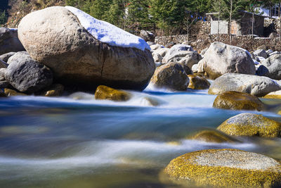 Water flowing through rocks