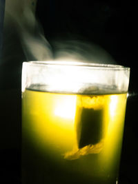 Close-up of beer glass