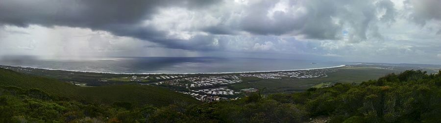 Scenic view of sea against cloudy sky