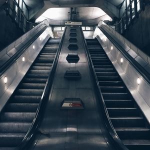 Low angle view of escalator