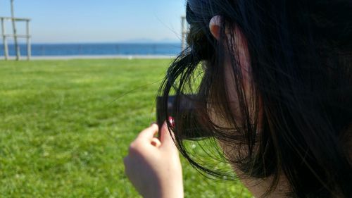 Close-up of woman looking away