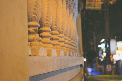 Close-up of illuminated building at night