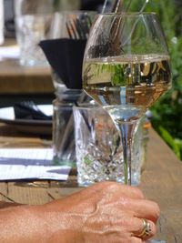 Close-up of beer in glass