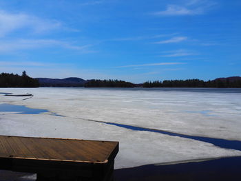 Scenic view of lake against sky during winter