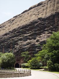Low angle view of mountain against sky