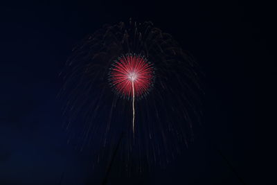 Low angle view of firework display over black background