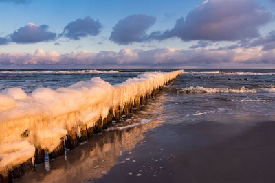 Scenic view of sea against sky during sunset