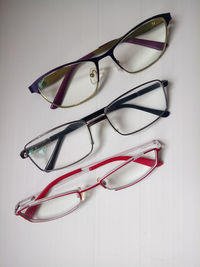High angle view of eyeglasses on table
