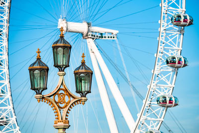 Close up view of the london eye in london.