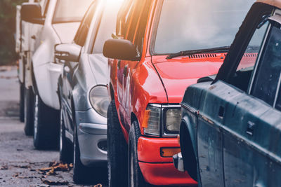 Cars parked on road