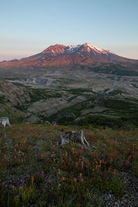 Scenic view of mountains against clear sky