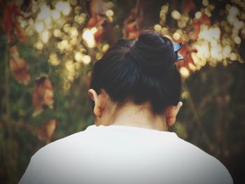 Rear view portrait of woman