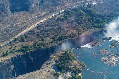 High angle view of land