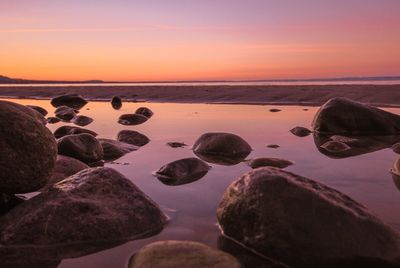 Scenic view of sea at sunset