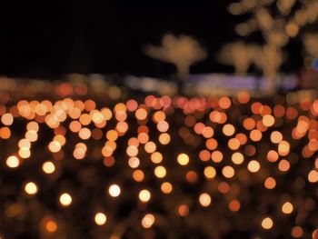 Defocused image of illuminated lights at night