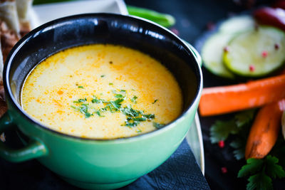 Close-up of soup in bowl