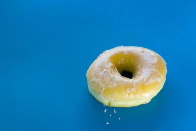 Close-up of ice cream against blue background