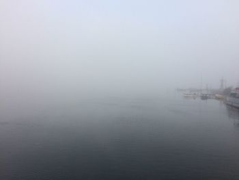 Scenic view of sea during foggy weather