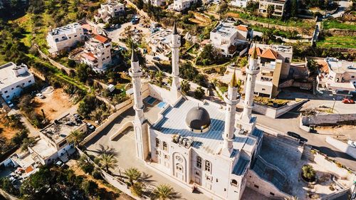 High angle view of town