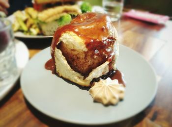 Close-up of food served in plate