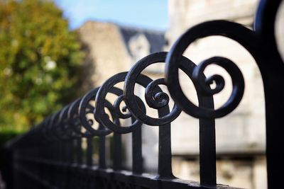 Close-up of metal railing