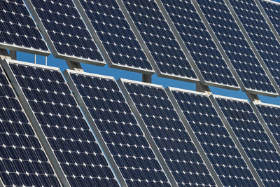 Solar panels with blue sky background