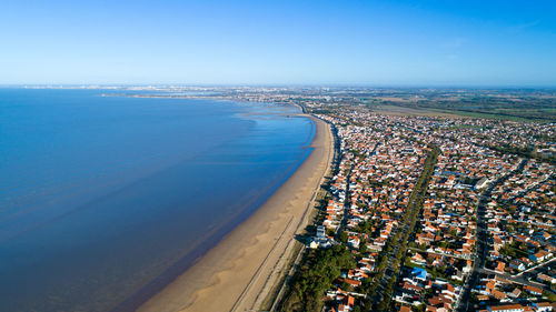 High angle view of town on beach