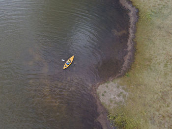 High angle view of umbrella in sea