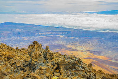 Scenic view of landscape and mountains against sky