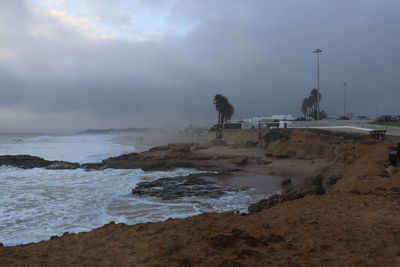 Scenic view of beach against sky