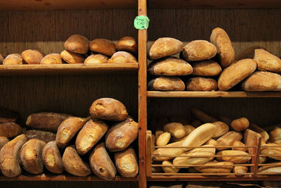 Close-up of breads for sale
