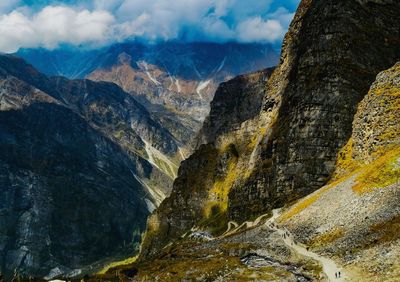 Scenic view of mountain range against sky