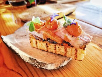 Close-up of meal served in plate