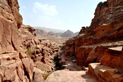 View of rock formations in jordan