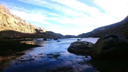 Scenic view of lake against sky