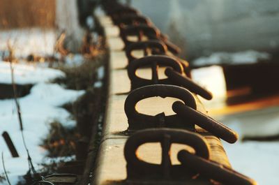 Close-up of mooring fixtures