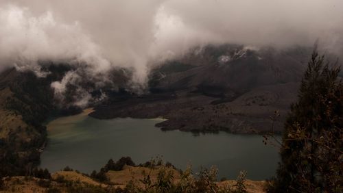 Scenic view of lake and mountains