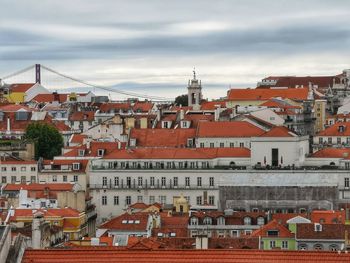 High angle view of townscape against sky