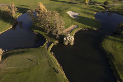 Aerial photographic documentation depicting part of a golf course