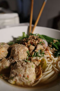 Close-up of meal served in plate